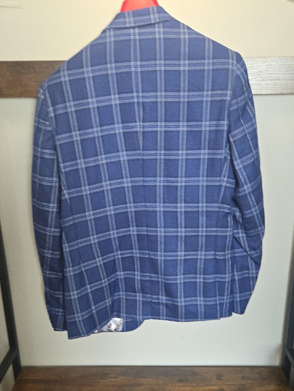 Men's Navy Windowpane Blazer by - Picture 5 of 5